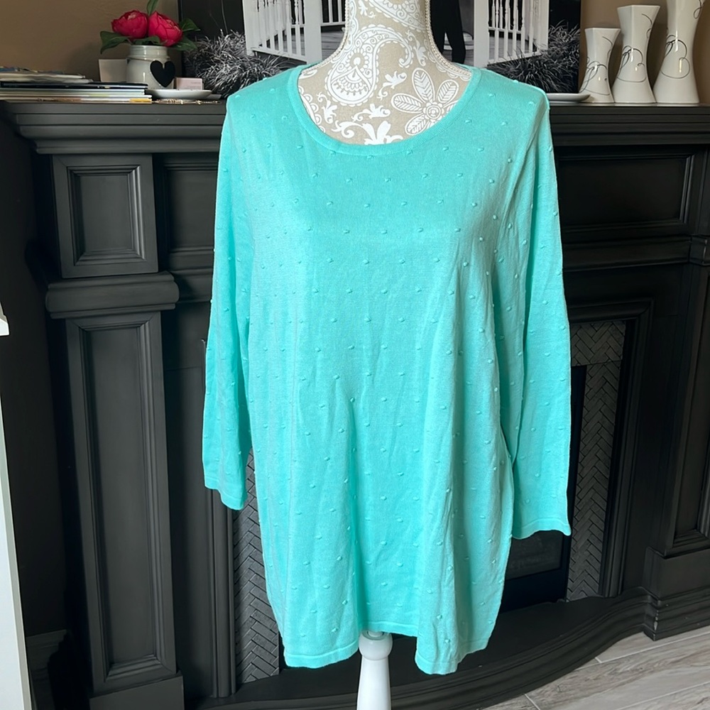 • Allison Daley mint green bubble dotted sweater, XL •